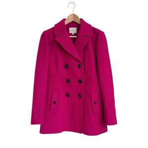 LOFT Wool Blend Raspberry Pink Peacoat Sz 4 FLAW